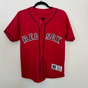 Vintage Boston Red Sox Jersey Damon 18 Kids 90s Red MLB Russell Athletic